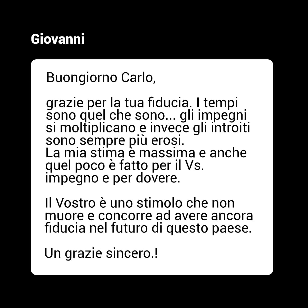 Testimonianza di Giovanni